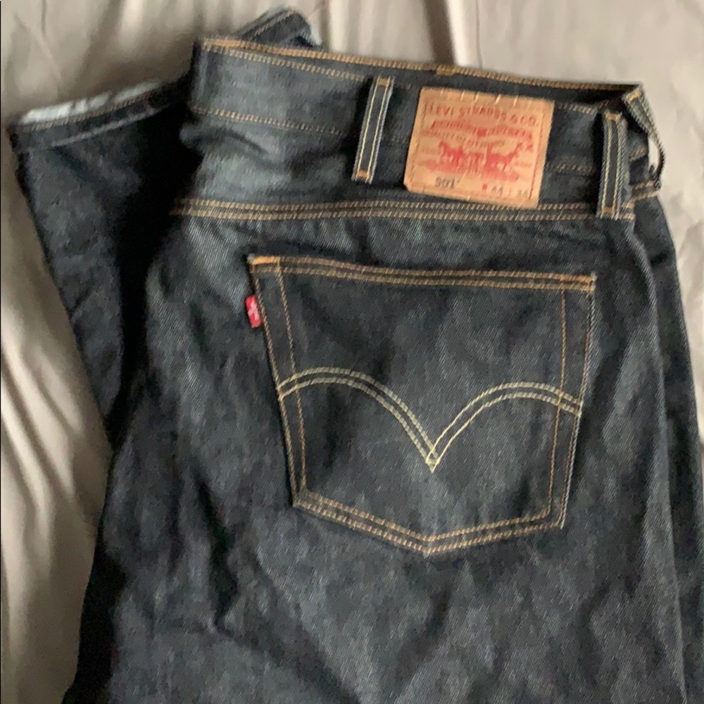 Slightly used B&T Levi 501 raw denim jean 44w 34L